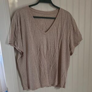 Girlfriend Collective Taupe V-Neck Women's Top 4XL